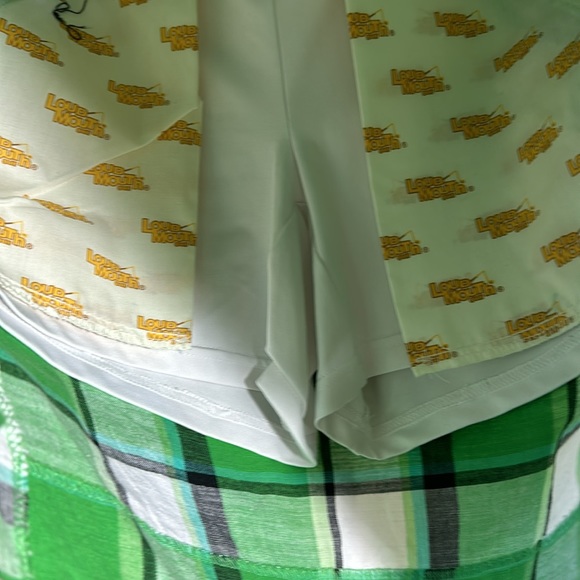 EUC Loudmouth Ladies Golf bright green white plaid sports skort sz 2 ctn stretch - Picture 3 of 9